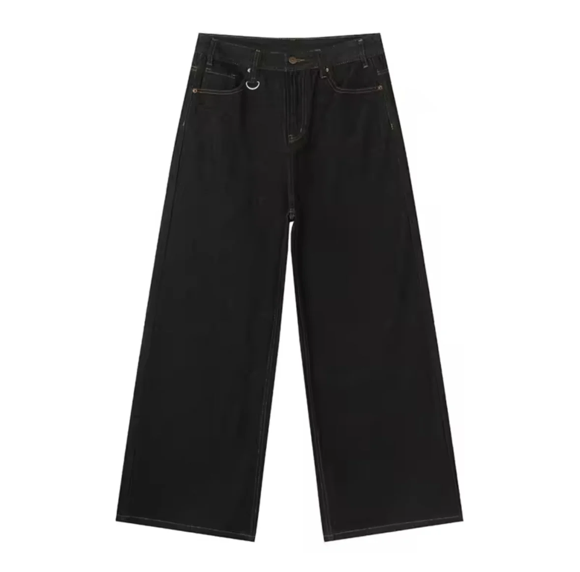 Black Raw Denim Baggy Jeans - Image 4