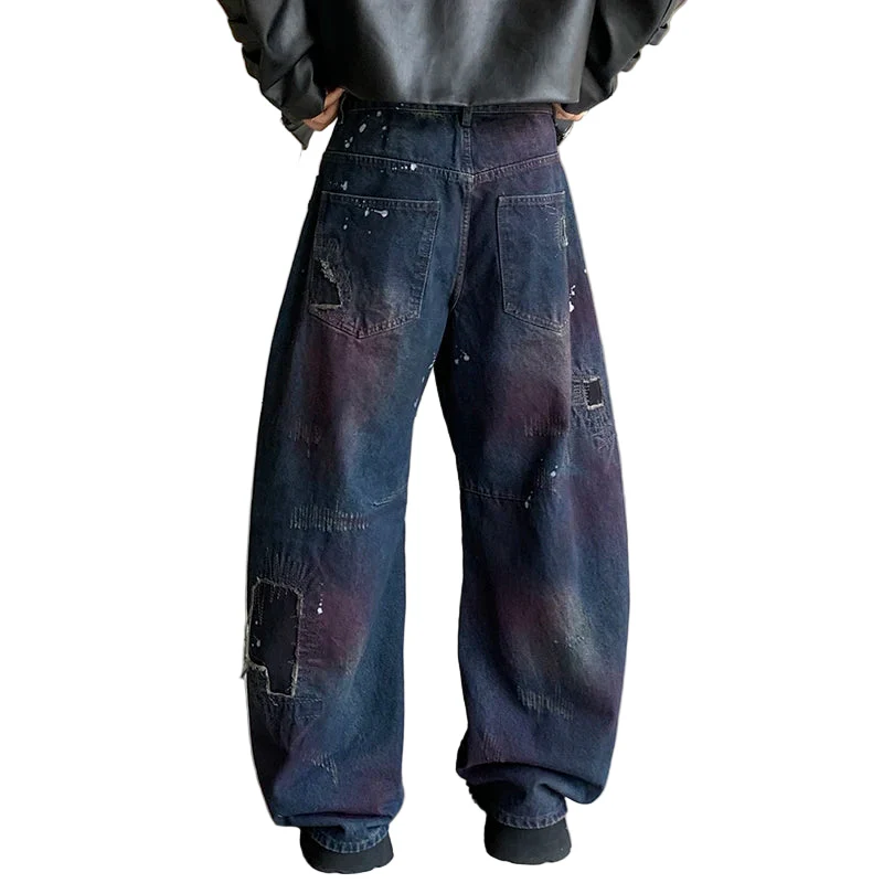 Blue Burned Baggy Jeans - Image 4