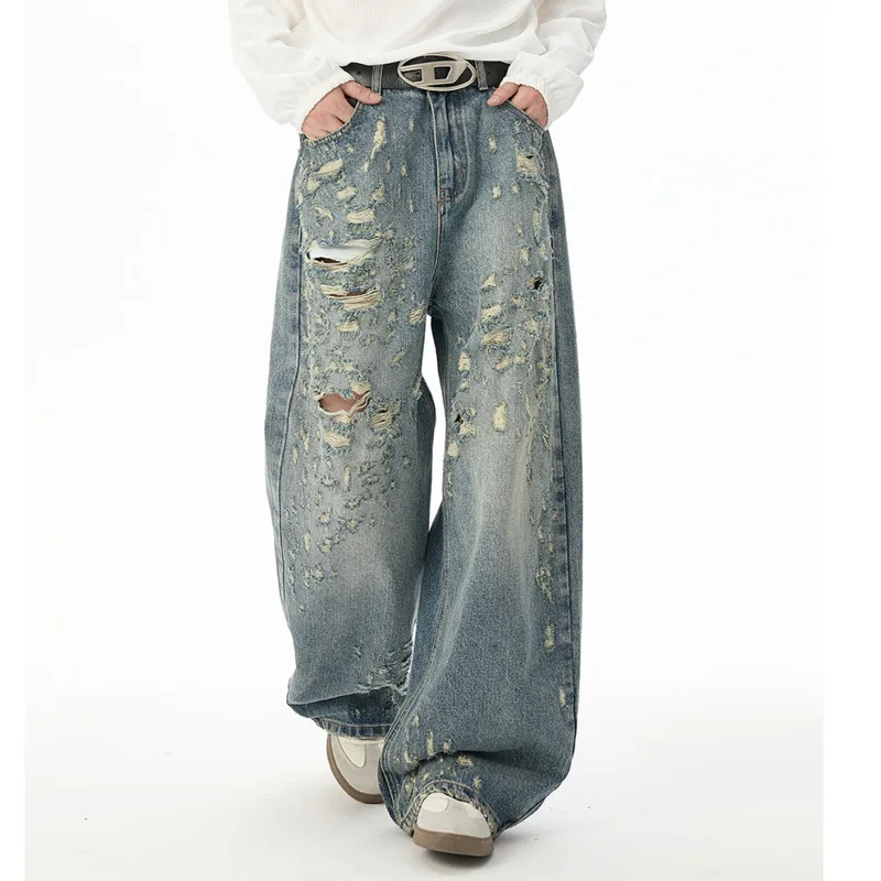 Blue Distressed Baggy Jeans - Image 3