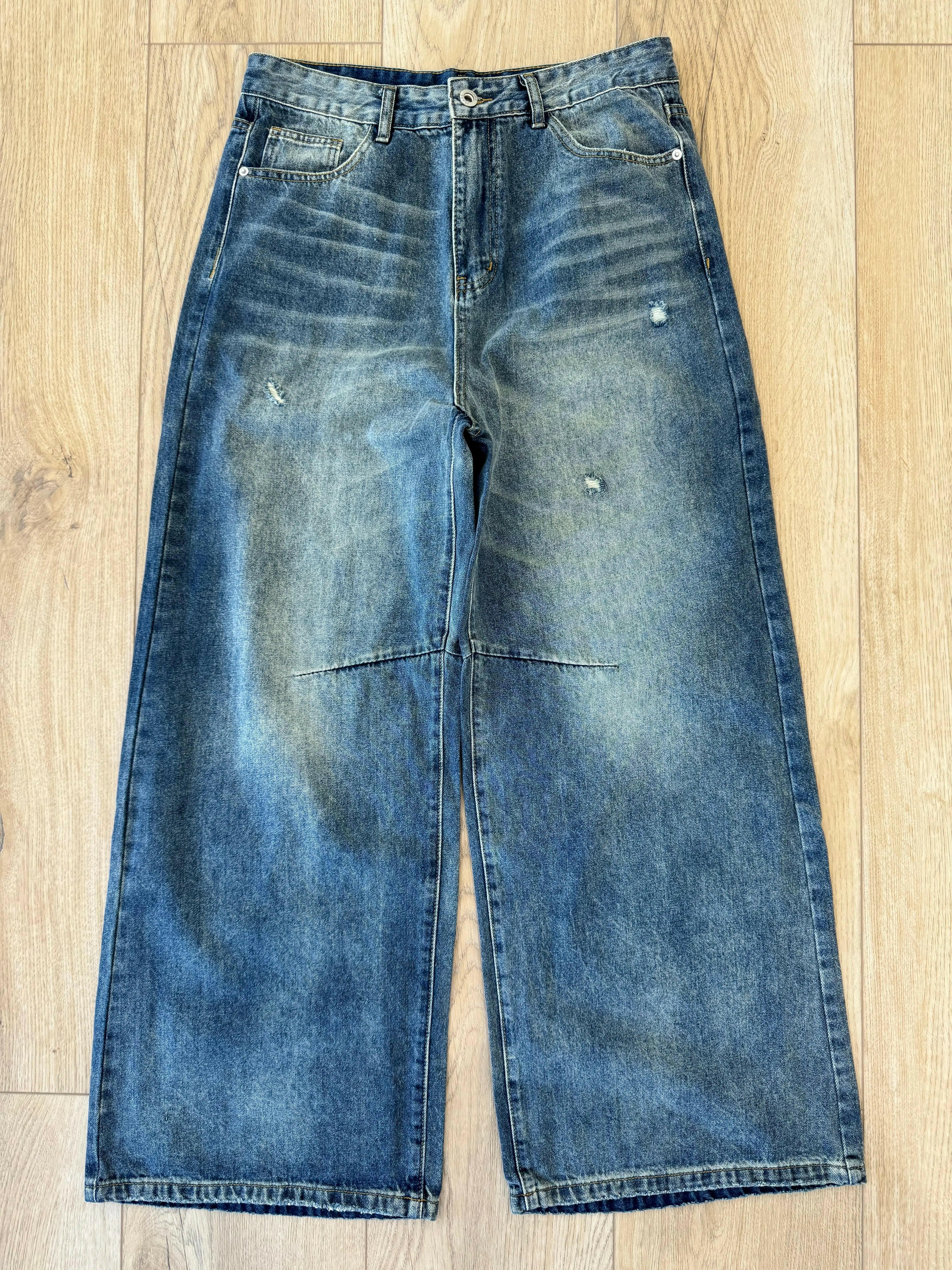 Blue-Gray Distressed Baggy Jeans - Image 5