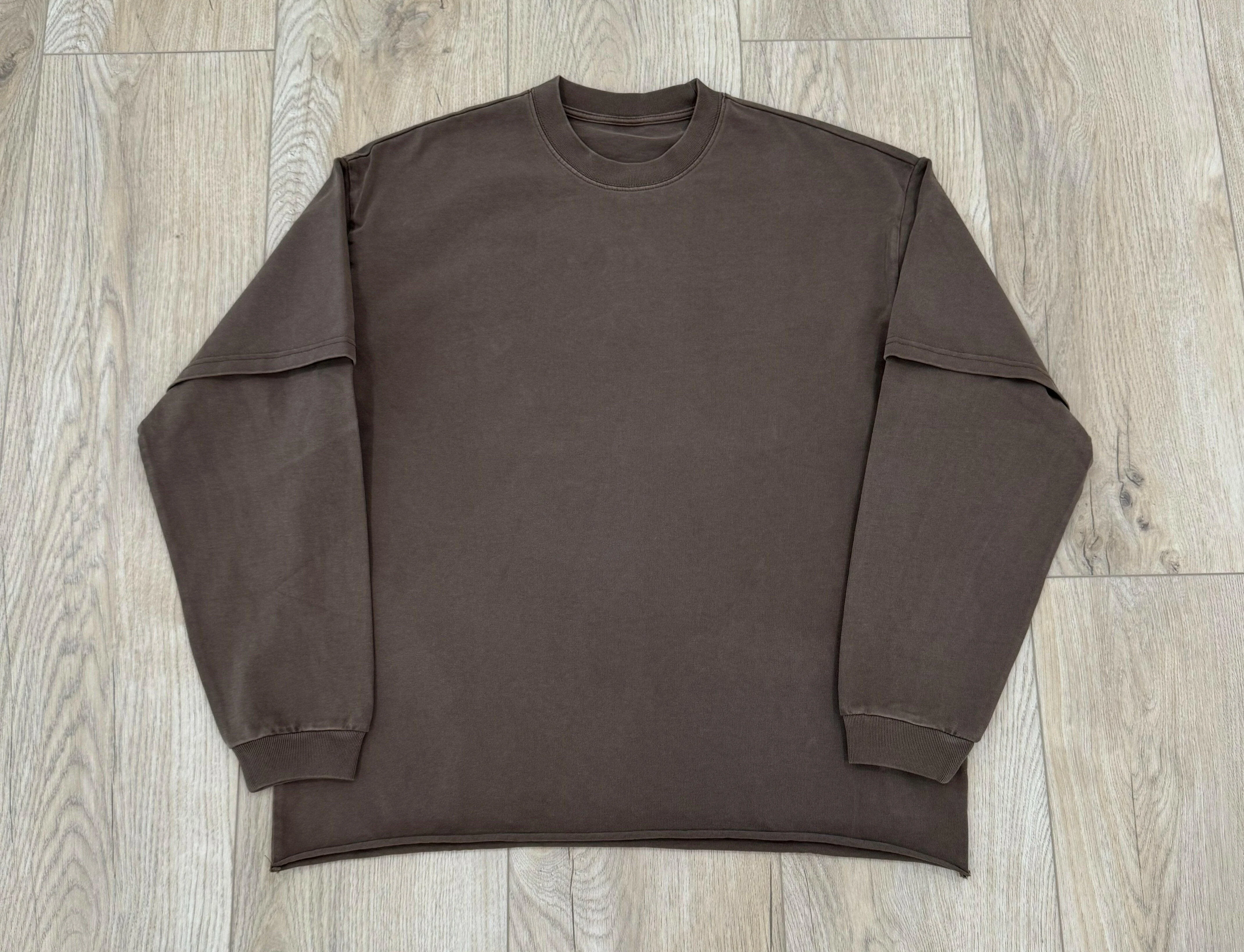 Brown Double Layered Long Sleeve Shirt - Image 4
