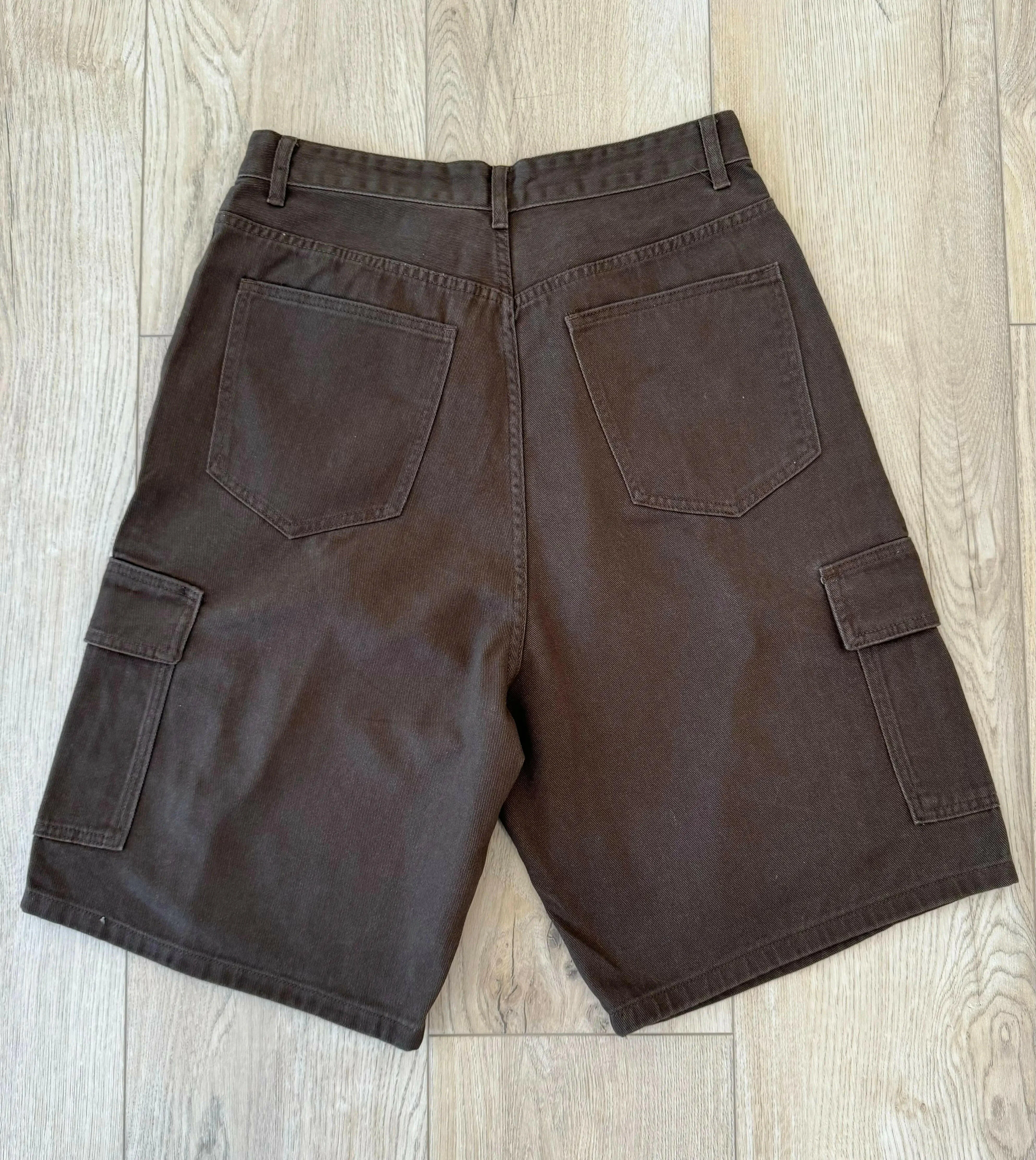 Chocolate Brown Baggy Long Cargo Jorts - Image 6