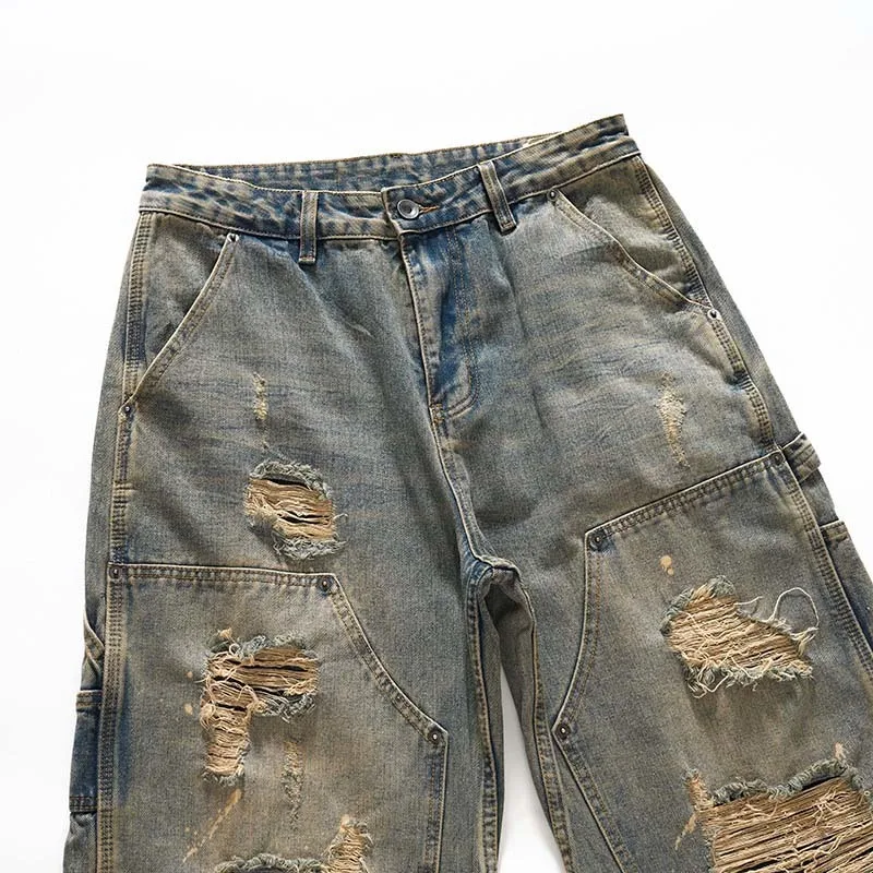 Distressed Double Knee Desert Wash Baggy Jeans - Image 3
