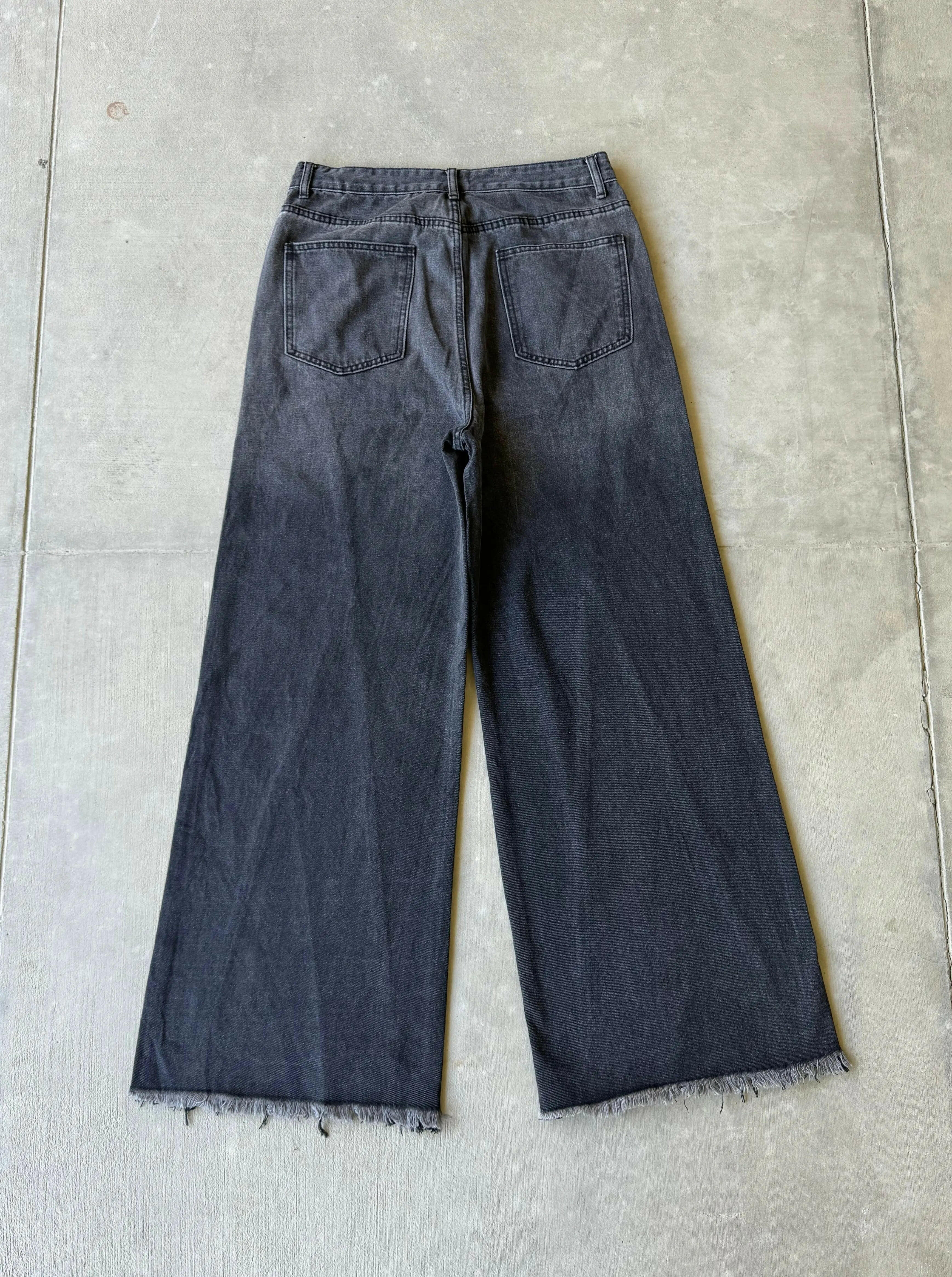 Faded Black Baggy Embroidered Jeans - Image 5