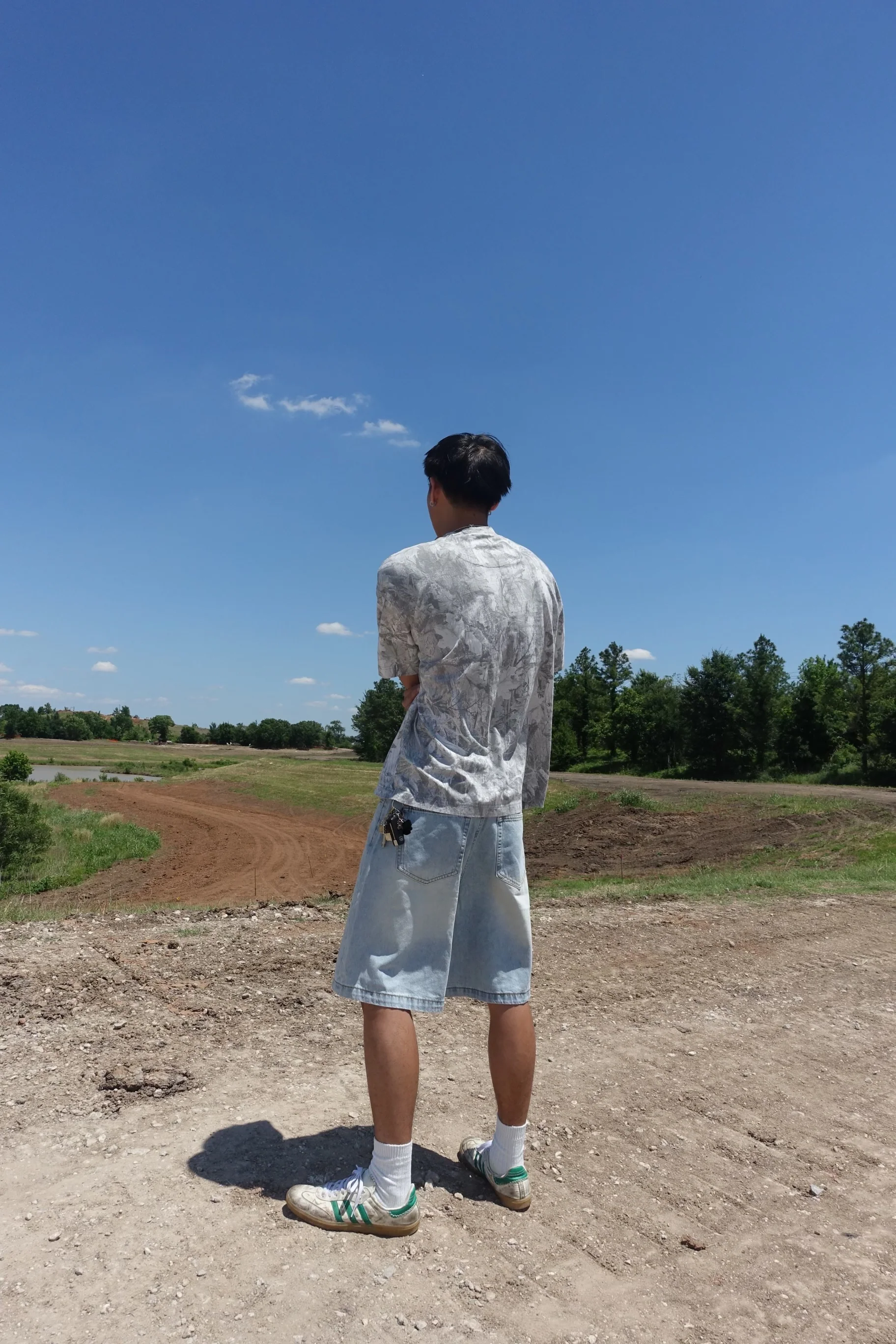 Faded Light Blue Baggy Jorts - Image 3