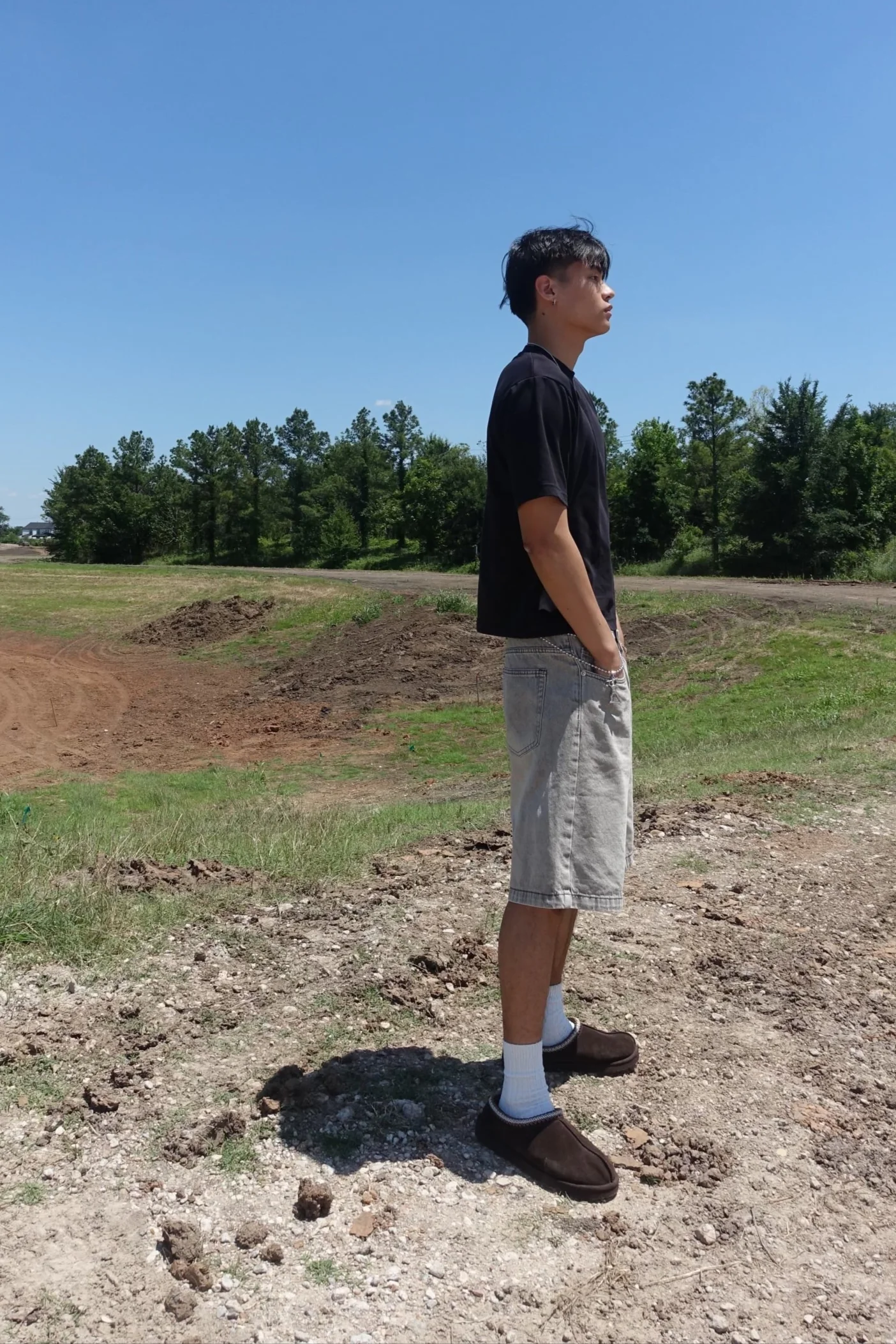 Faded Light Gray Baggy Jorts - Image 3