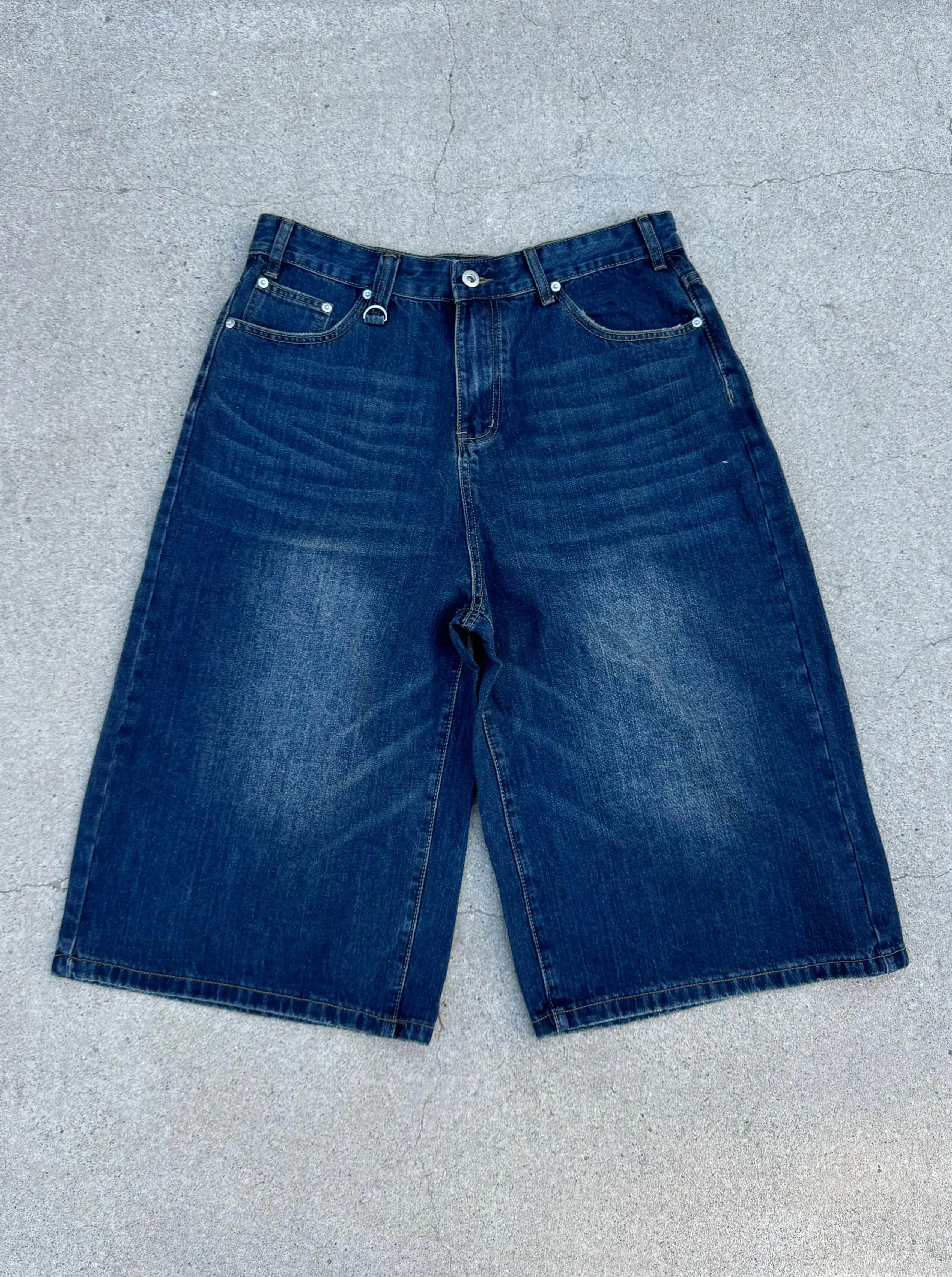 Faded Navy Baggy Long Jorts - Image 4
