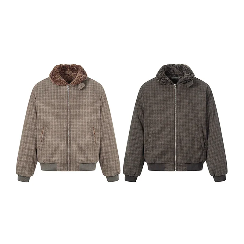 Plaid Jacket w/ Fur-Lined Collar - Image 13