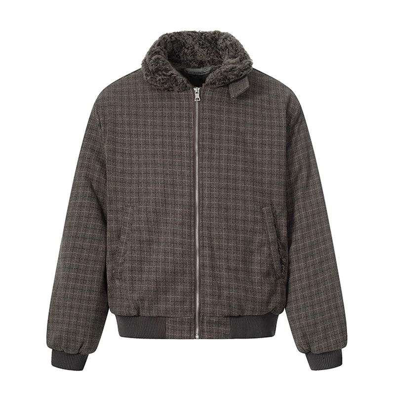 Plaid Jacket w/ Fur-Lined Collar - Image 3