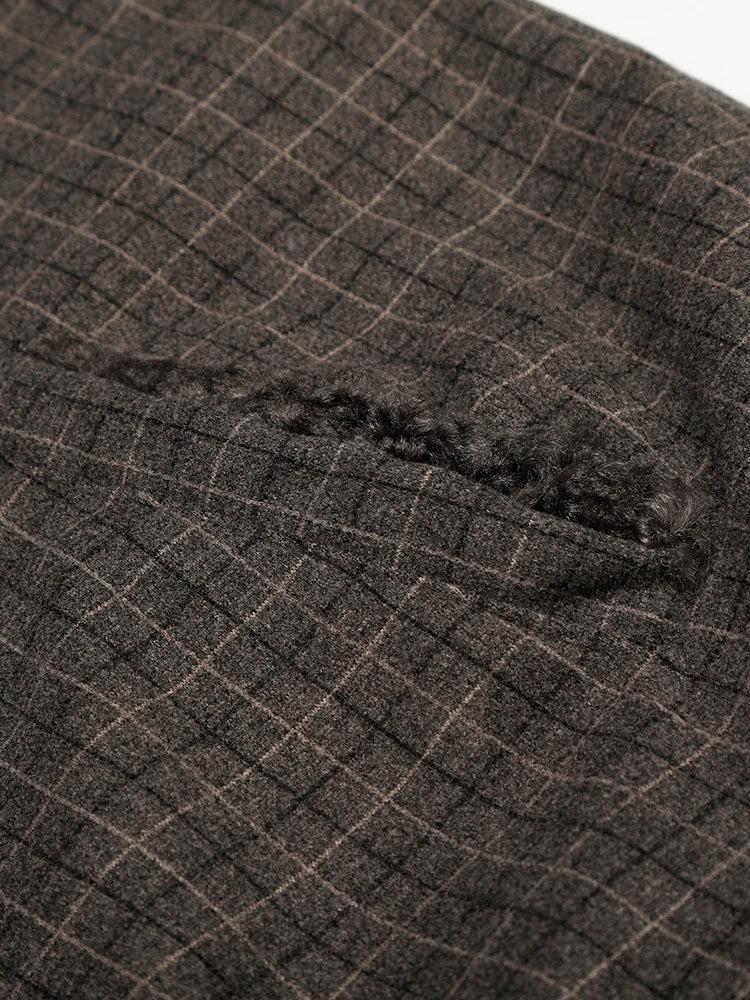 Plaid Jacket w/ Fur-Lined Collar - Image 8