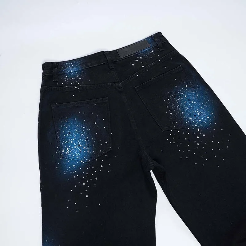 Spray Painted Black Baggy Jeans - Image 4