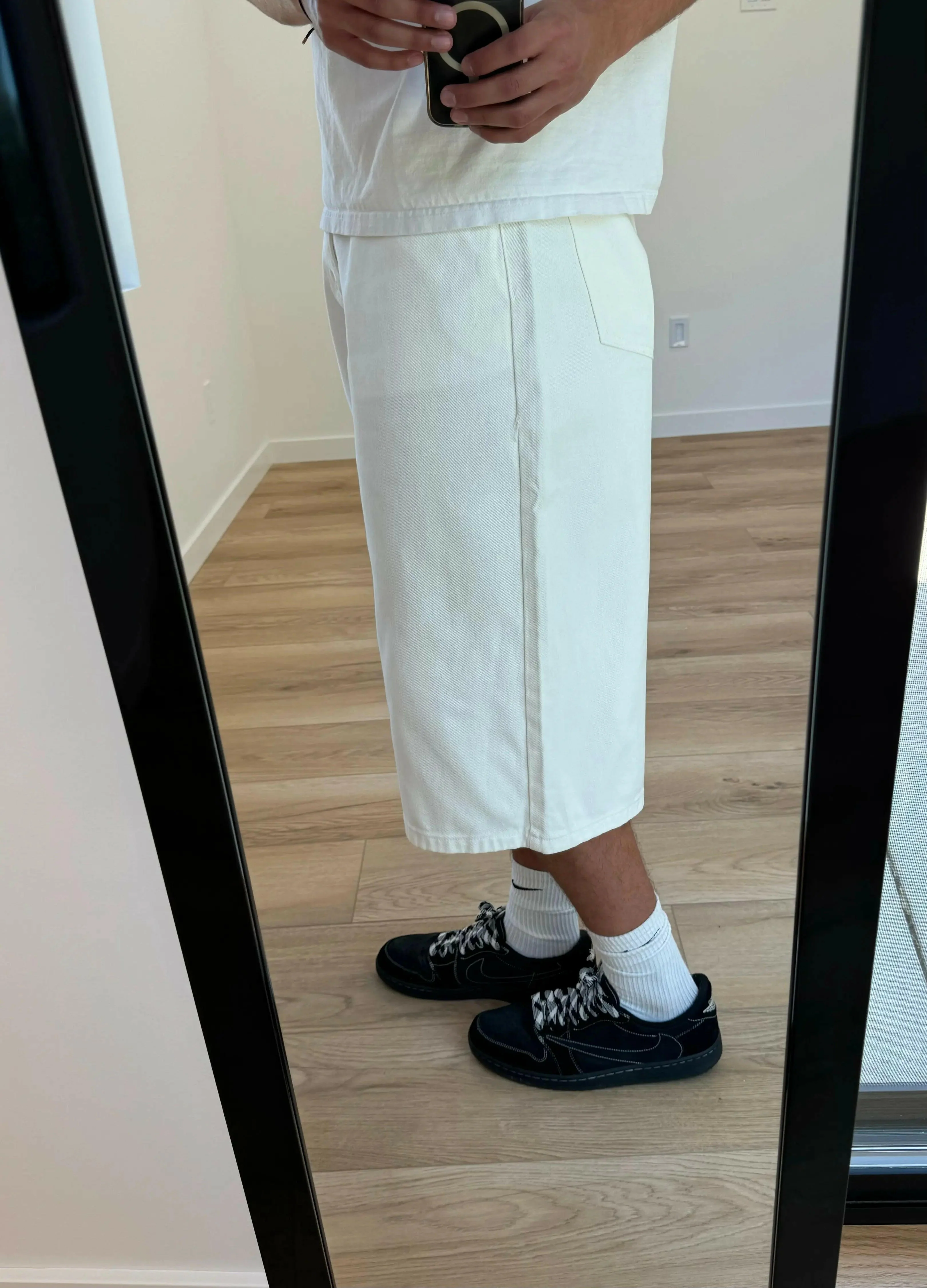 White Baggy Long Jorts - Image 3